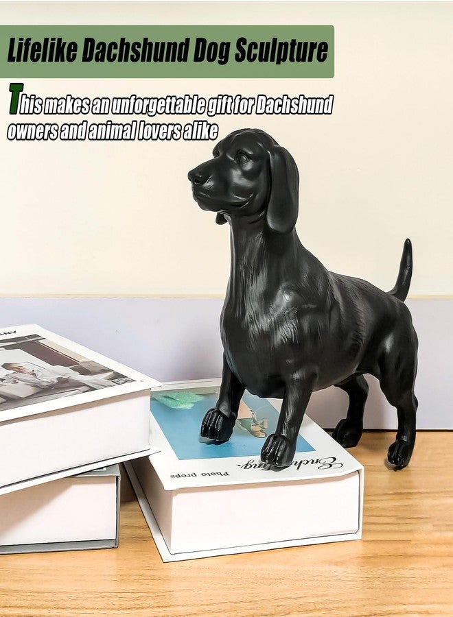 AttoShow Lifelike Dachshund Sculpture - Creative Wiener Dog Figurine Modern Home Decoration for Home Desk Shelf Decor, Cute Resin Animal Statue Collectible Gift for Dog Lovers - Image 3